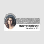 プロフェッショナルフェイクシルバーグリッターカスタム写真 名札 (正面)