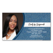 プロフェッショナルフェイクブルーグリッターカスタム写真 マグネット名刺 (正面)