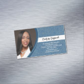 プロフェッショナルフェイクブルーグリッターカスタム写真 マグネット名刺 (インサイチュ)