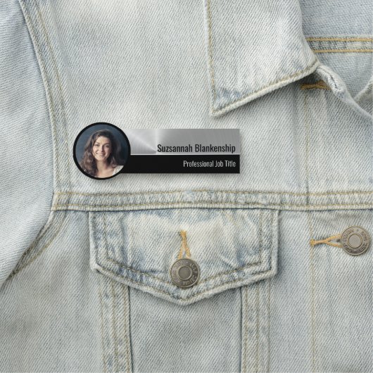 プロフェッショナルフェイクメタリック銀カスタムの写真 名札 (インサイチュ)