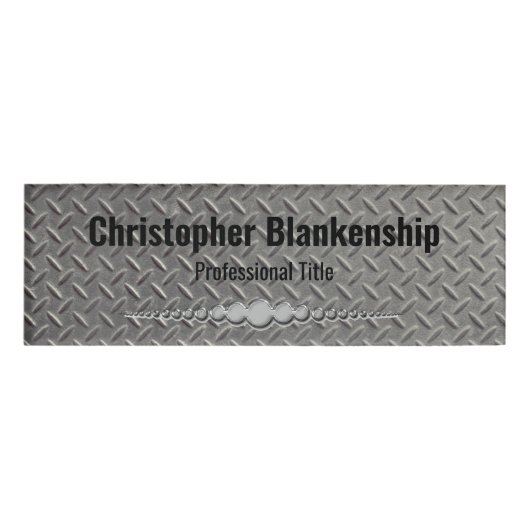 プロフェッショナルフェイクメタルダイヤモンドプレート名タグ 名札 (正面)