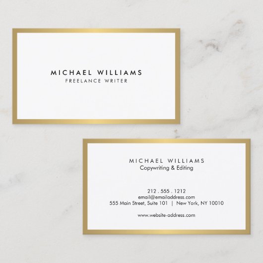 プロフェッショナルフェイク金ゴールドおよびホワイト名刺 名刺 (正面/裏面)