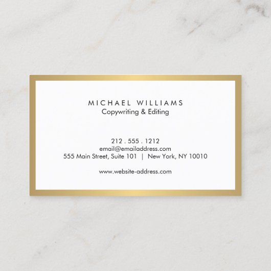 プロフェッショナルフェイク金ゴールドおよびホワイト名刺 名刺 (裏面)