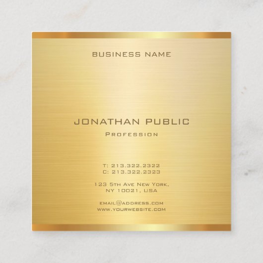 プロフェッショナルフェイク金ゴールドエレガントモダンテンプレート スクエア名刺 (裏面)