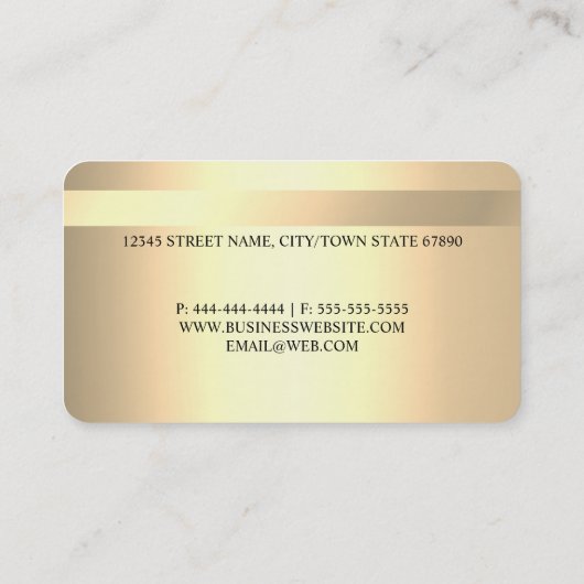 プロフェッショナルフェイク金ゴールドクレジットカード 名刺 (裏面)