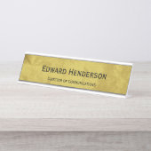 プロフェッショナルフェイク金ゴールドテクスチャ名と役職 デスクネームプレート (正面)