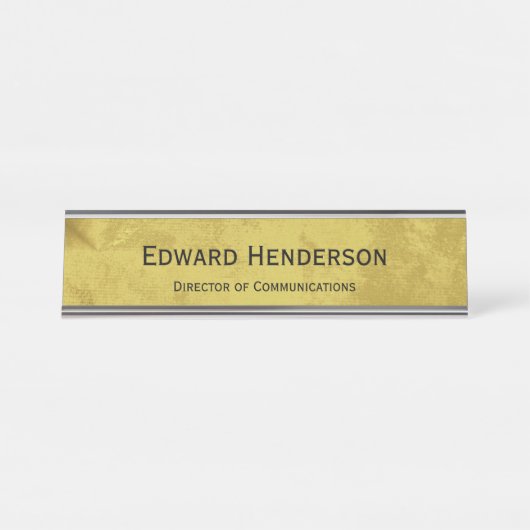 プロフェッショナルフェイク金ゴールドテクスチャ名と役職 デスクネームプレート (正面)