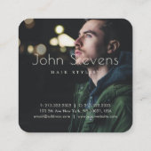 プロフェッショナルフェイク金ゴールド口ひげヘア理容師写真 スクエア名刺 (裏面)