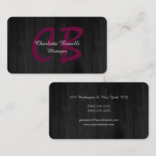 プロフェッショナルフェミニンモノグラモダンム最小主義 名刺 (正面/裏面)