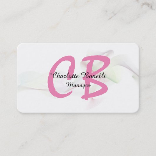 プロフェッショナルフェミニン抽象芸術曲線ピンクモノグラム 名刺 (正面)
