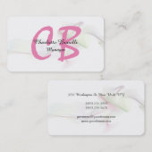 プロフェッショナルフェミニン抽象芸術曲線ピンクモノグラム 名刺 (正面/裏面)