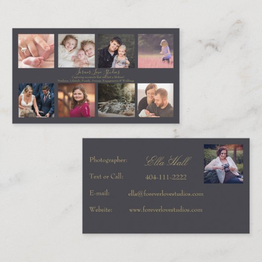 プロフェッショナルフォトグラファーダーク- 8フォトデザイン 名刺 (正面/裏面)