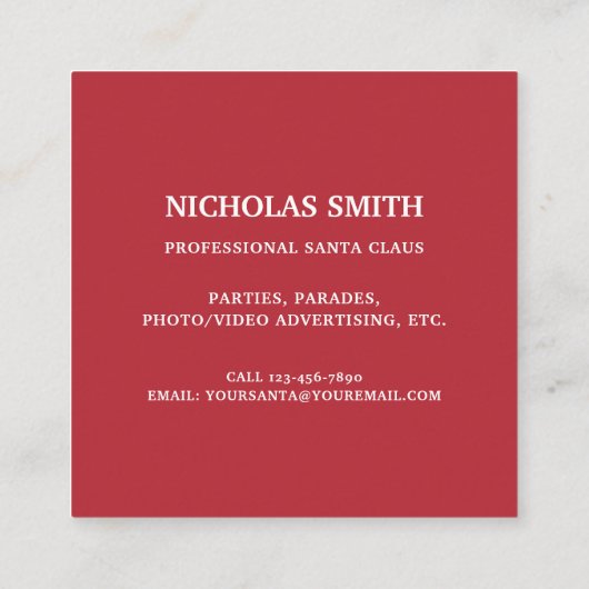 プロフェッショナルフォトサンタクロース スクエア名刺 (裏面)