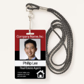 プロフェッショナルフォトバッジ-濃い赤/黒 バッジ (正面ランヤード)