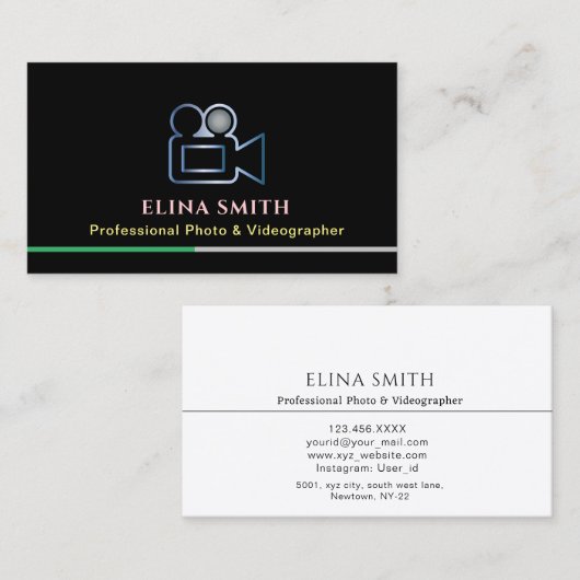プロフェッショナルフォトビデオグラファー名刺 名刺 (正面/裏面)