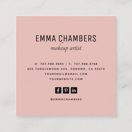 プロフェッショナルフォトメイクアップアーティスト スクエア名刺 (裏面)