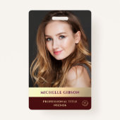 プロフェッショナルフォトモノグラムブルゴーニュモダン金ゴールド バッジ (正面)