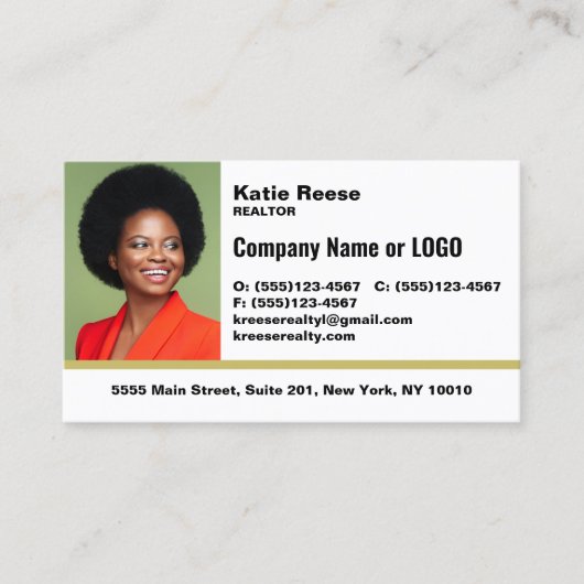 プロフェッショナルフォトロゴの追加 – はっきりしたフォント 名刺 (正面)