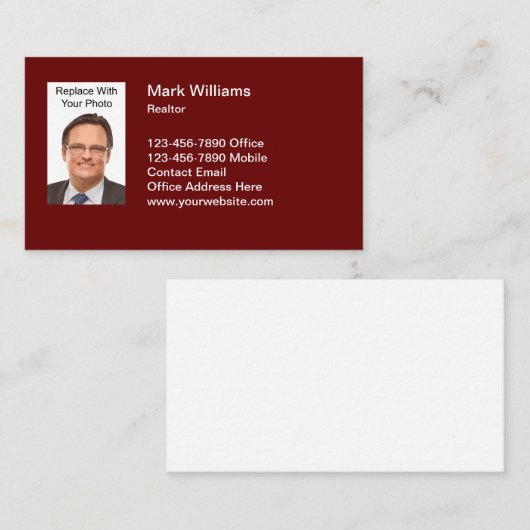 プロフェッショナルフォト不動産仲介業者名刺テンプレート 名刺 (正面/裏面)