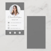 プロフェッショナルフォト木炭グレービジネスカード 名刺 (正面/裏面)