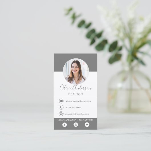 プロフェッショナルフォト木炭グレービジネスカード 名刺 (スタンド正面)