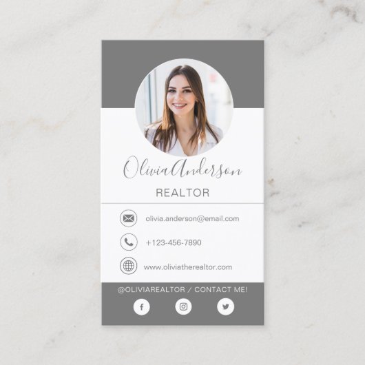 プロフェッショナルフォト木炭グレービジネスカード 名刺 (正面)