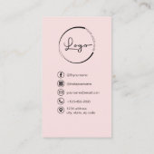 プロフェッショナルフォト赤面ピンクQRコードソーシャルメディア 名刺 (裏面)