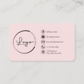 プロフェッショナルフォト赤面ピンクQRコードソーシャルメディア 名刺 (裏面)