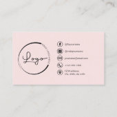 プロフェッショナルフォト赤面ピンクQRコードソーシャルメディア 名刺 (裏面)