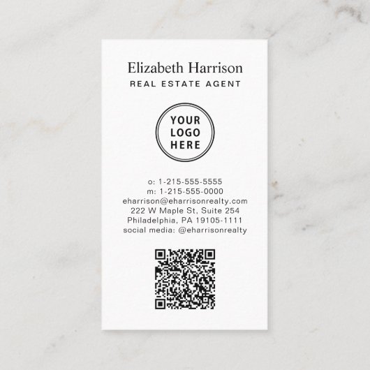 プロフェッショナルフォトQRコードロゴ実在領域 名刺 (裏面)