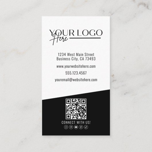 プロフェッショナルフォトQRコード会社ロゴ縦型 名刺 (裏面)