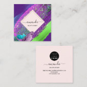 プロフェッショナルフレーム美しいメイクアップロゴ抽象芸術 スクエア名刺 (正面/裏面)