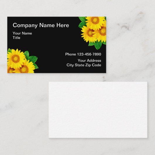 プロフェッショナルフローラひまわりデザイン 名刺 (正面/裏面)