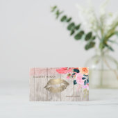 プロフェッショナルフローラフェザー，唇，木のテクスチャ 名刺 (スタンド正面)