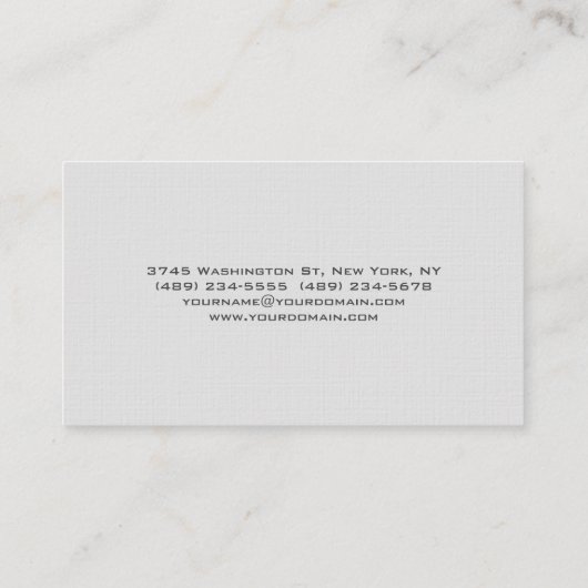 プロフェッショナルフローラリネンモダンミニマリストプレーン 名刺 (裏面)