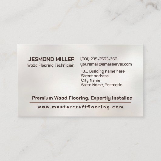 プロフェッショナルフローリングサービス – 床の設置 名刺 (裏面)