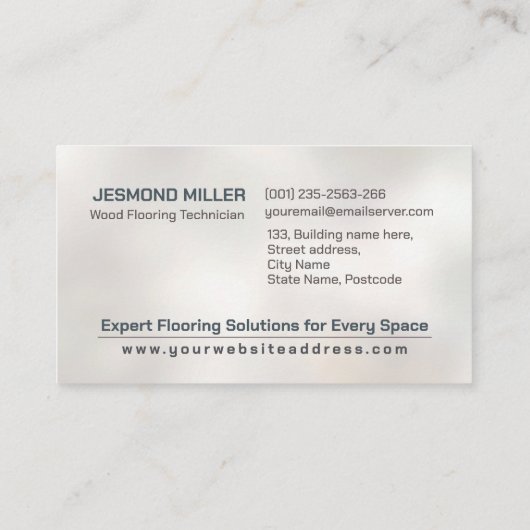 プロフェッショナルフローリングサービス – 床の設置 名刺 (裏面)