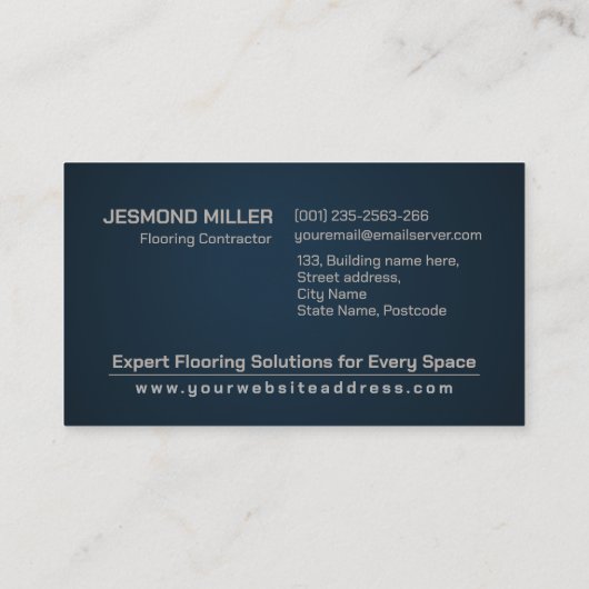 プロフェッショナルフローリングサービス – 床の設置 名刺 (裏面)