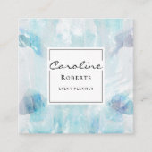 プロフェッショナルブエレガントルー水色ブラシストローク スクエア名刺 (正面)