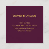 プロフェッショナルブックキーパーバーガンディと金ゴールド スクエア名刺 (裏面)