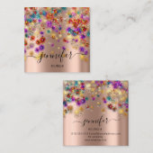 プロフェッショナルブティックショップイベントプランナーバラ スクエア名刺 (正面/裏面)