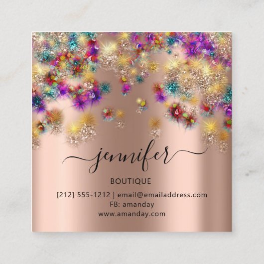 プロフェッショナルブティックショップイベントプランナーバラ スクエア名刺 (裏面)