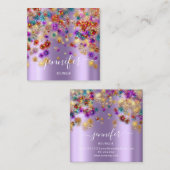 プロフェッショナルブティックショップイベントプランナーパープル スクエア名刺 (正面/裏面)