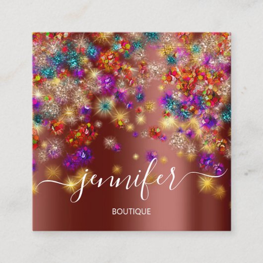 プロフェッショナルブティックショップイベントプランナーブラウン スクエア名刺 (正面)