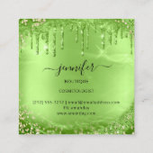 プロフェッショナルブティックショップグリッターグリーン金ゴールド スクエア名刺 (裏面)