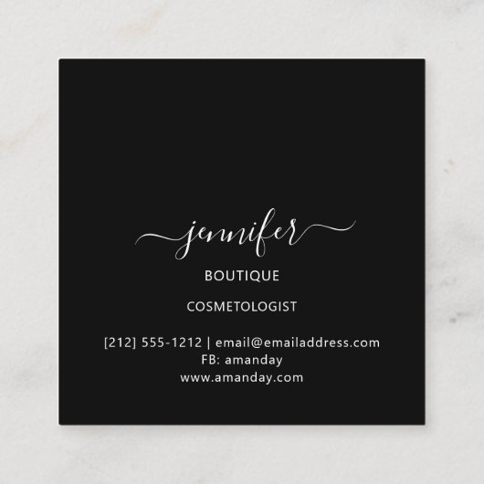 プロフェッショナルブティックショップグリッタードリップエメラルド スクエア名刺 (裏面)