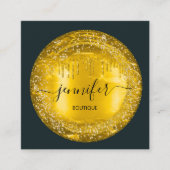 プロフェッショナルブティックショップグリッタードリップス金ゴールドグレイ スクエア名刺 (正面)