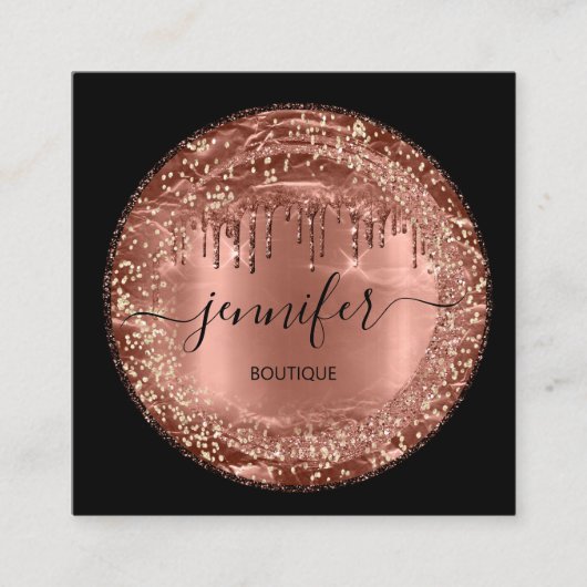 プロフェッショナルブティックショップグリッタードリップブラウンバラ スクエア名刺 (正面)