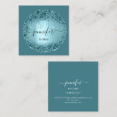 プロフェッショナルブティックショップグリッターバラティール(緑がかった色)ブルー スクエア名刺 (正面/裏面)