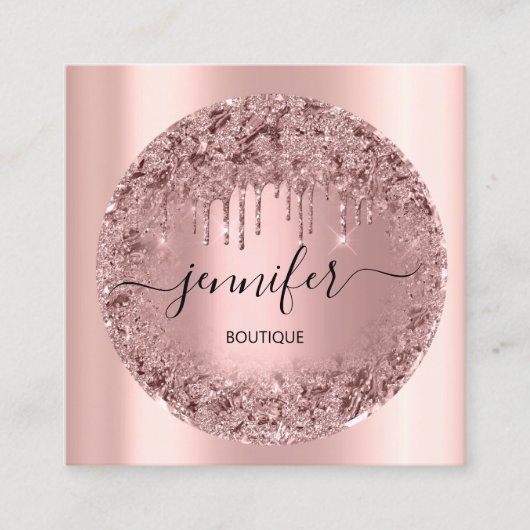 プロフェッショナルブティックショップグリッターバラ赤面 スクエア名刺 (正面)